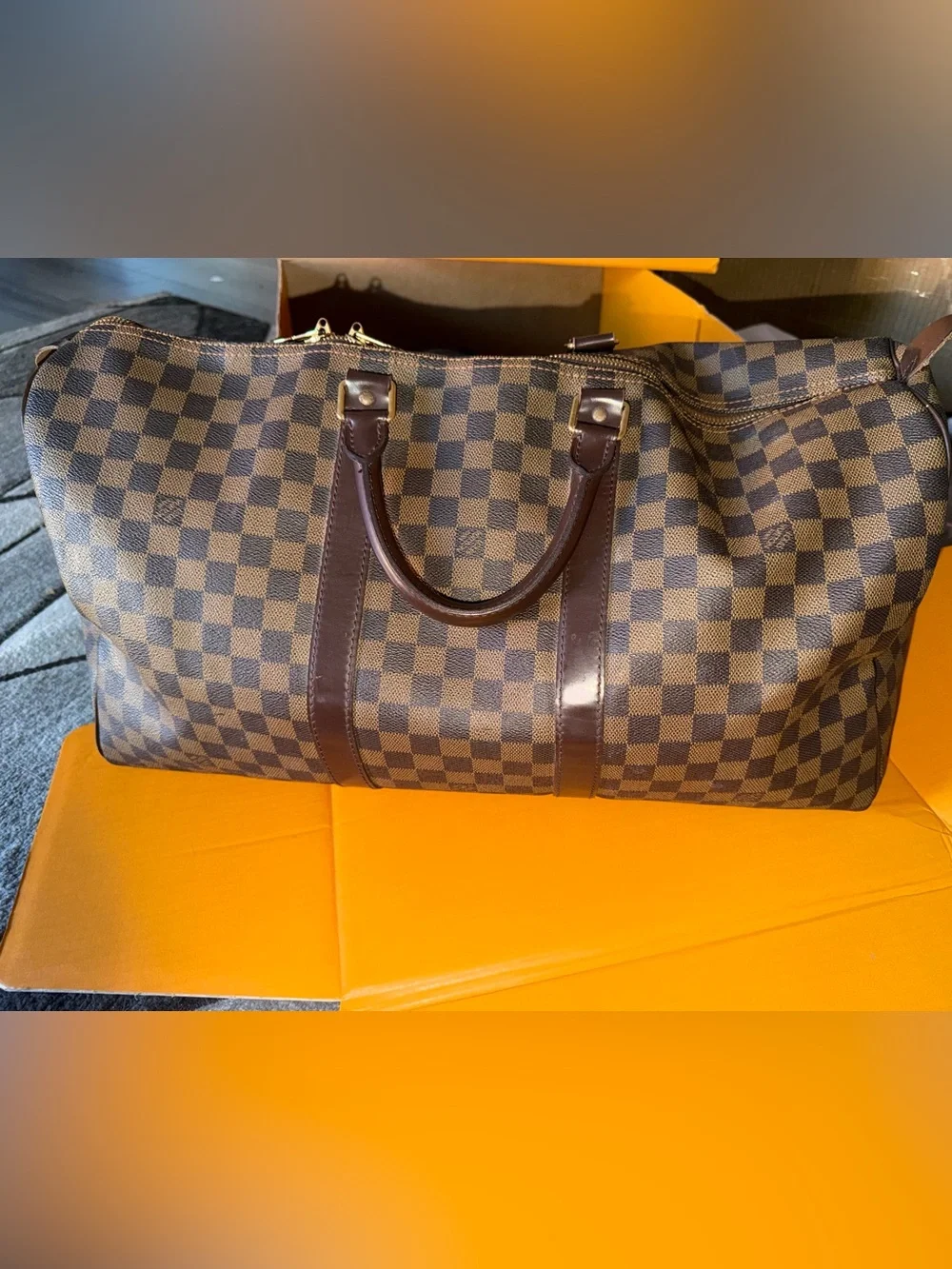 Louis Vuitton Damier Ebene Canvas Keepall 50 Travel Duffel